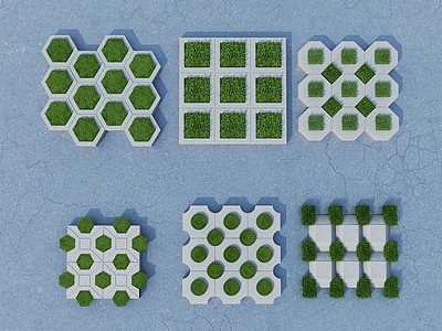 现代广场砖草坪砖3d模型