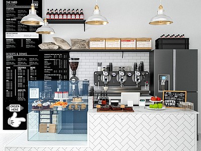 现代咖啡厅操作台吧3d模型