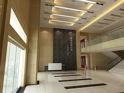 现代公司大厅门厅3d模型3d模型