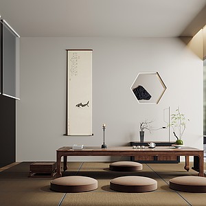 新中式茶室休息室3d模型