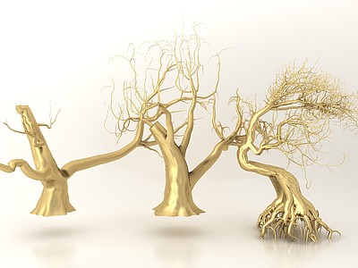 现代风格金属植物摆件3d模型3d模型