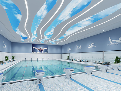 现代游泳馆3d模型3d模型