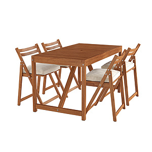 户外实木简约餐桌3d模型