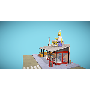 现代卡通烧烤店3d模型
