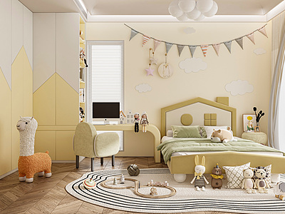 黄色系儿童房儿童床3d模型3d模型