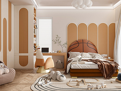 篮球主题儿童房儿童床3d模型3d模型