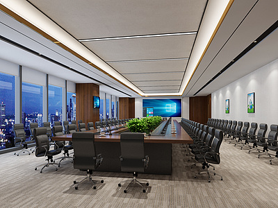 现代中式会议室模型3d模型