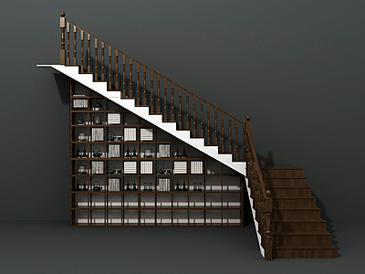 简欧楼梯储物架组合模型3d模型
