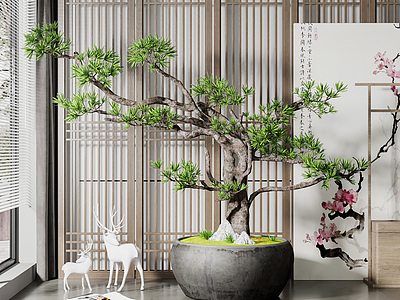 中式绿植盆栽模型3d模型