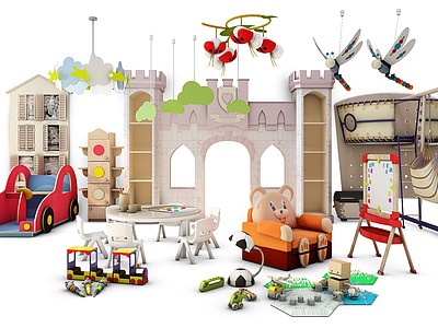 北欧儿童家具城堡卡通模型3d模型