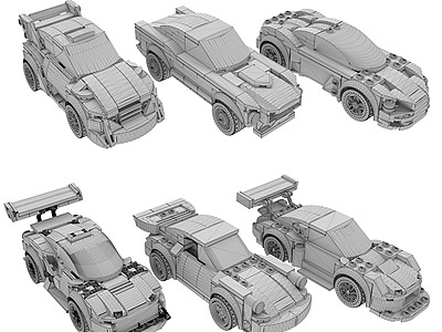 现代乐高赛车玩具组合模型3d模型