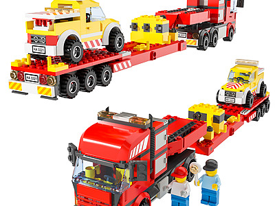现代乐高大货车玩具组合模型3d模型