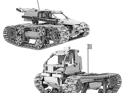 现代乐高遥控履带坦克玩具模型3d模型
