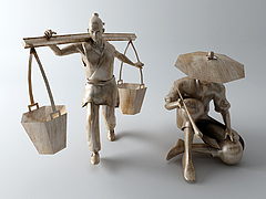 传统中式人物雕塑3D模型