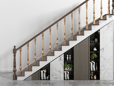 欧式简约风格楼梯楼梯柜模型3d模型