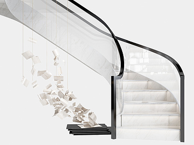 3d现代轻奢旋转楼梯扶手雕塑模型