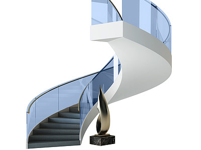 3d现代玻璃旋转楼梯模型