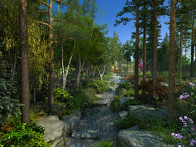 现代自然景观生态景观模型3d模型