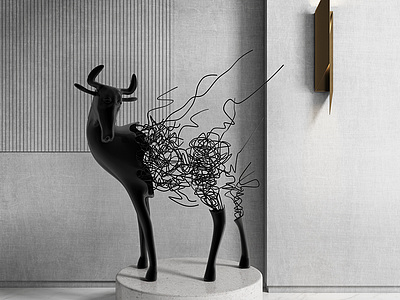 现代鹿雕塑模型3d模型