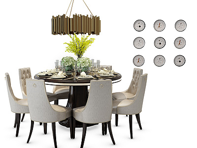 欧式餐桌椅组合模型3d模型