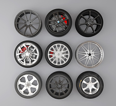 现代汽车轮胎轮毂3D模型