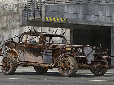 现代废弃汽车模型3d模型