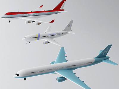 现代飞机客机模型3d模型