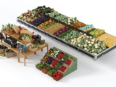 3d现代蔬菜水果架蔬菜水果模型