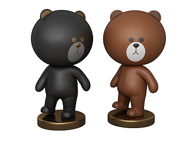 现代布朗熊雕塑摆件模型3d模型