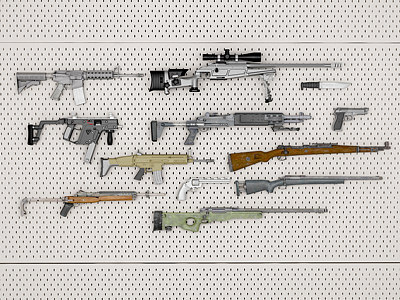 现代武器墙狙击枪步枪模型3d模型