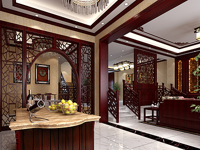 3d传统中式客厅模型
