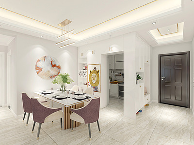客厅餐厅厨房模型3d模型