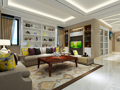 复式家装客厅模型3d模型