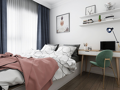 北欧卧室模型3d模型