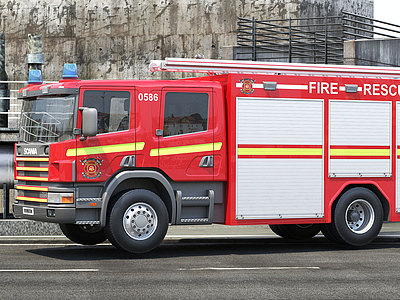 现代消防车模型3d模型