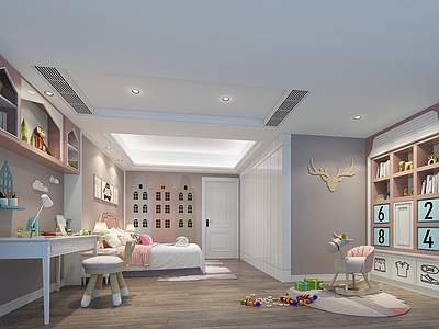 北欧卧室儿童房模型3d模型