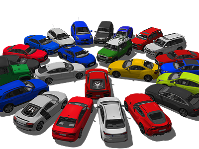 3d轿车汽车交通工具组合模型