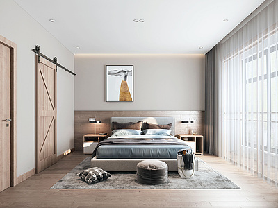 北欧主卧室模型3d模型