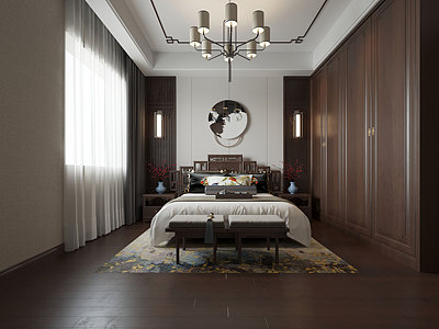 中式家居卧室模型3d模型