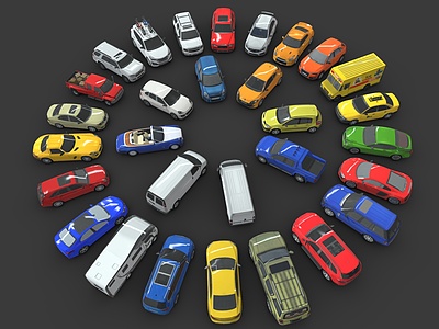 3D汽车面包车家用轿车组合模型3d模型