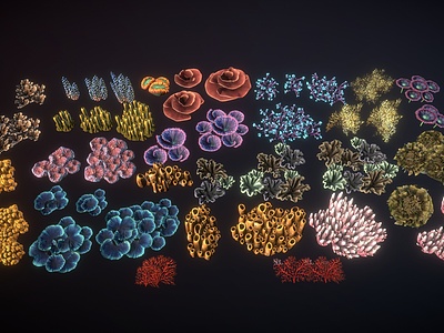 3d海底植物珊瑚组合模型
