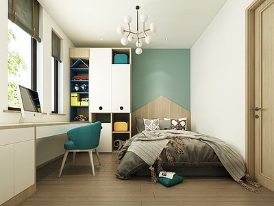 3d北欧卧室模型