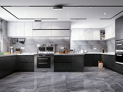 3d现代风格厨房橱柜厨模型