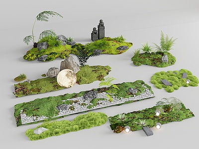 3d苔藓植物堆景观造景模型