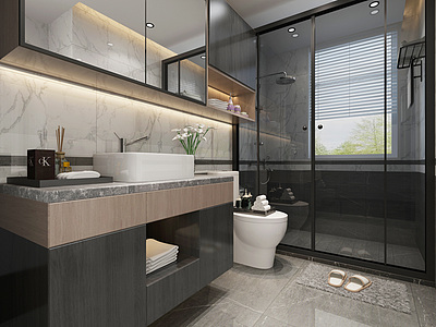 3d卫生间镜子浴室柜模型