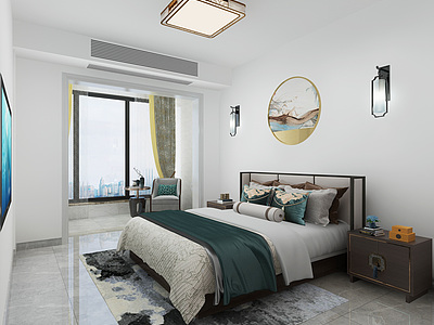 新中式卧室吸顶灯模型3d模型