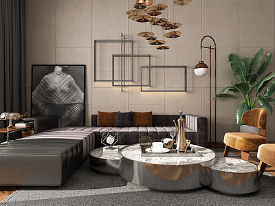 3d客厅沙发沙发组合模型