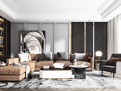3d现代客厅沙发组合模型