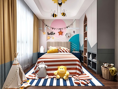 3d儿童房卧室模型