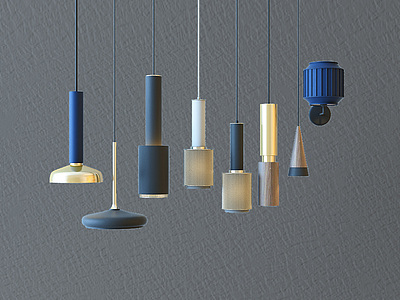 金属玻璃小吊灯组合模型3d模型